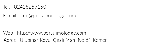 Portalimo Lodge telefon numaralar, faks, e-mail, posta adresi ve iletiim bilgileri